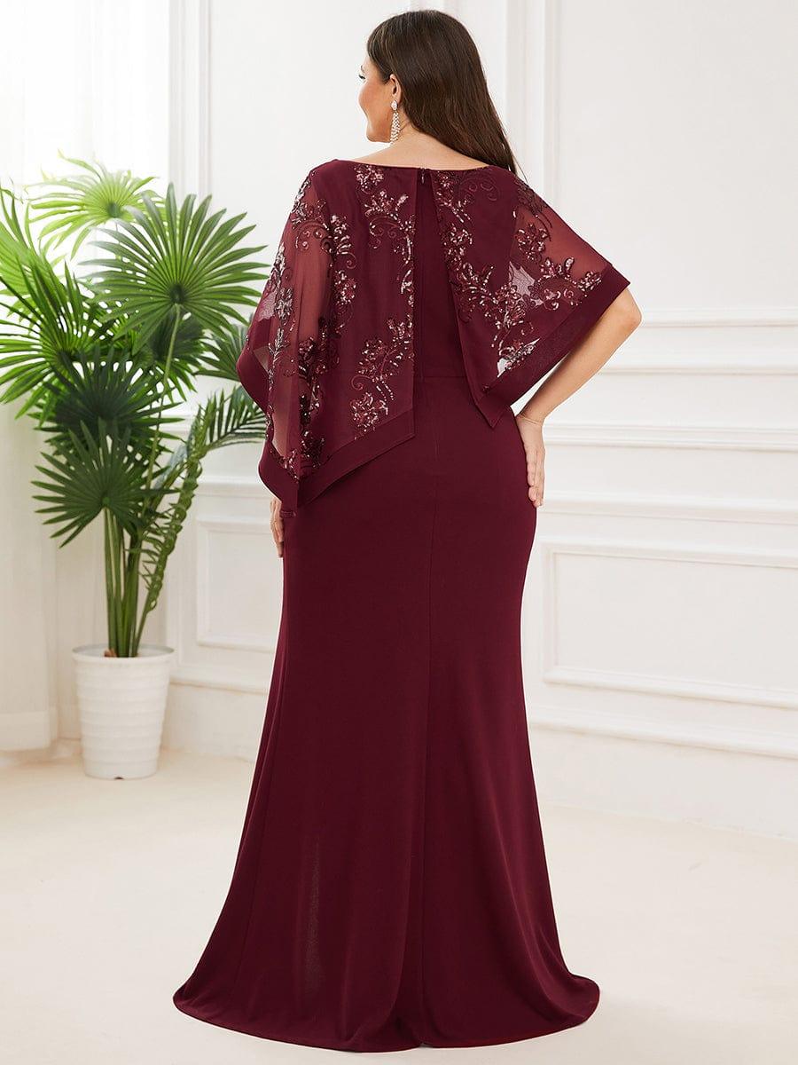 ever CELINE|Asymmetrical Cape Sequin Floor-Length Mother of the Bride Dresses - Image 14