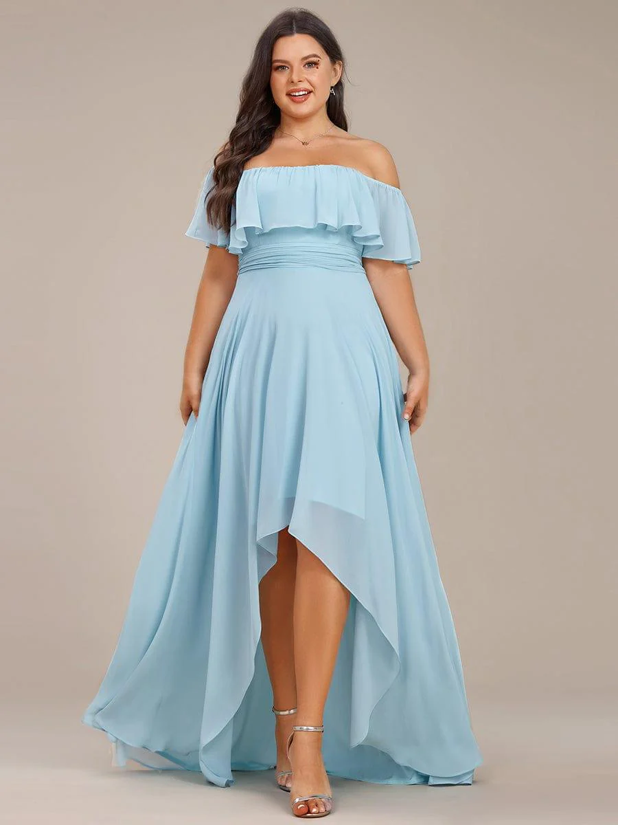 Chiffon Off-The-Shoulder High Low Bridesmaid Dress(Final Sale) - Image 11