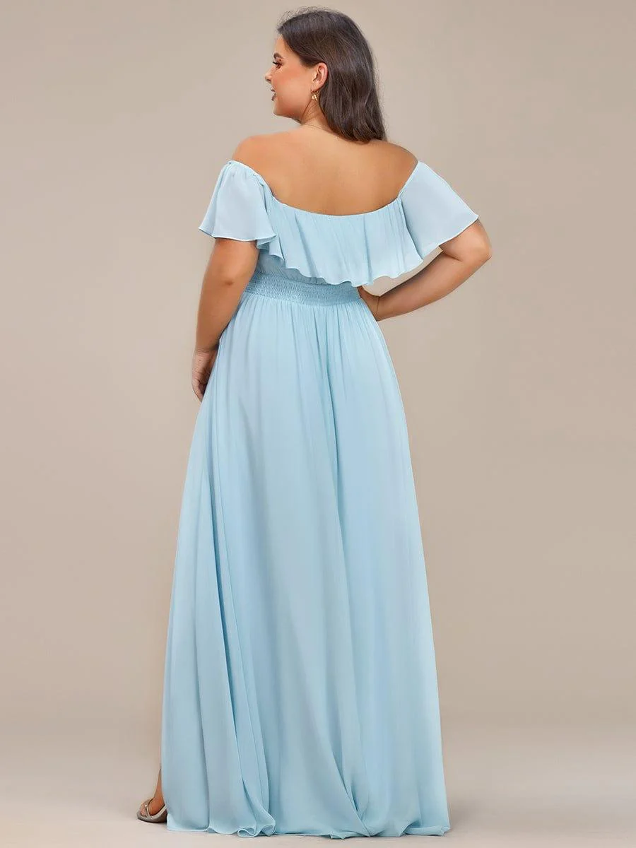 Chiffon Off-The-Shoulder High Low Bridesmaid Dress(Final Sale) - Image 12