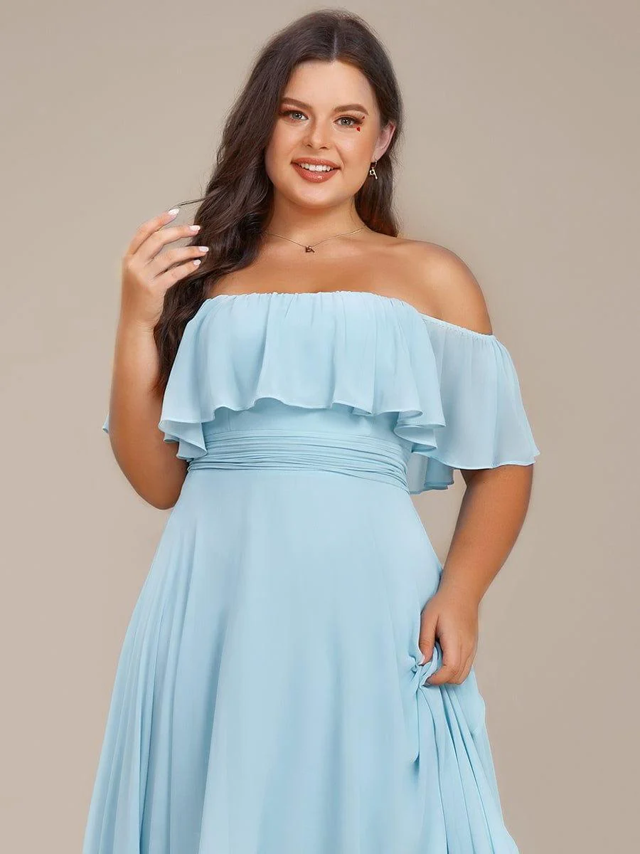 Chiffon Off-The-Shoulder High Low Bridesmaid Dress(Final Sale) - Image 13