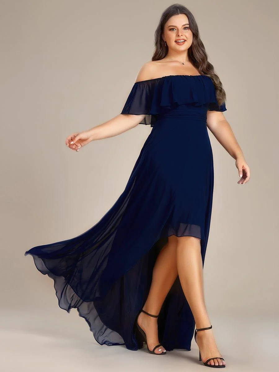Chiffon Off-The-Shoulder High Low Bridesmaid Dress(Final Sale) - Image 33