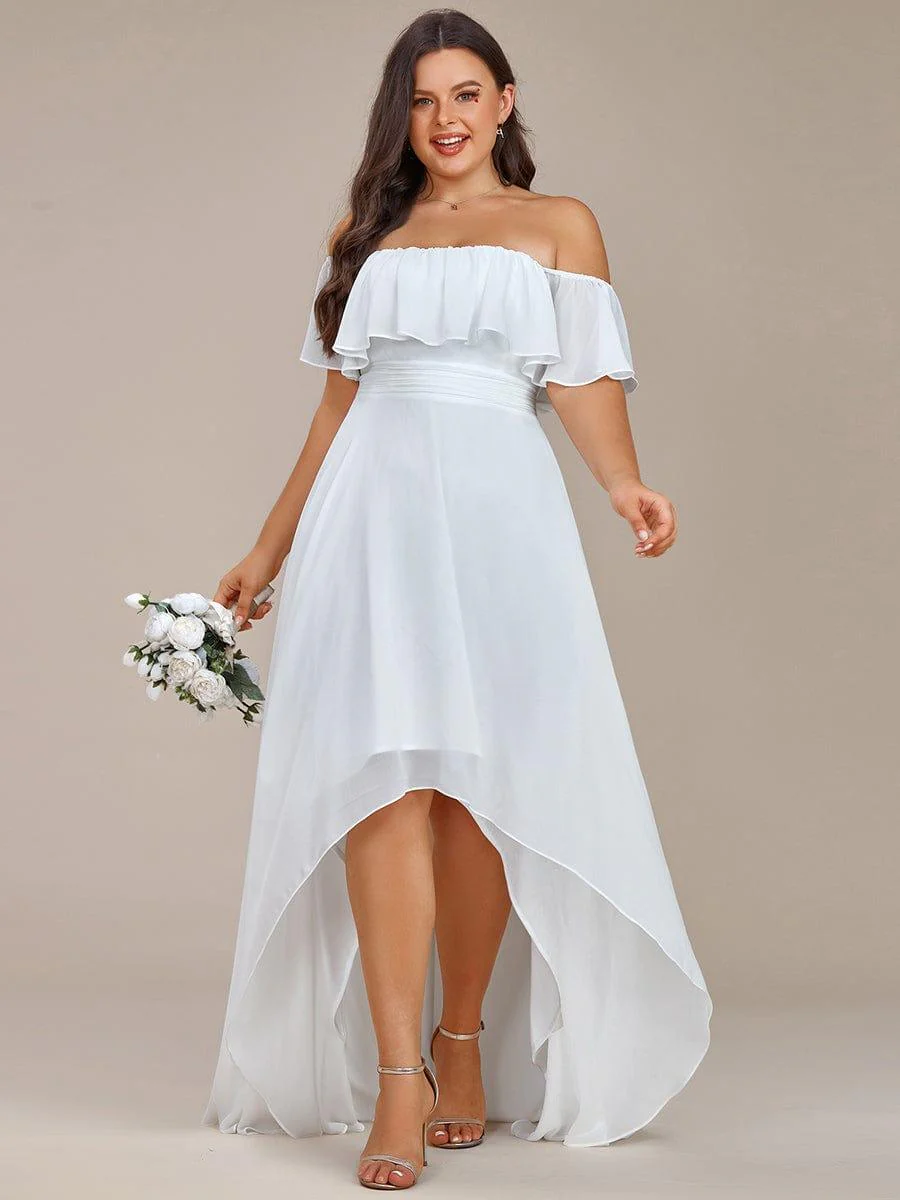 Chiffon Off-The-Shoulder High Low Bridesmaid Dress(Final Sale) - Image 65