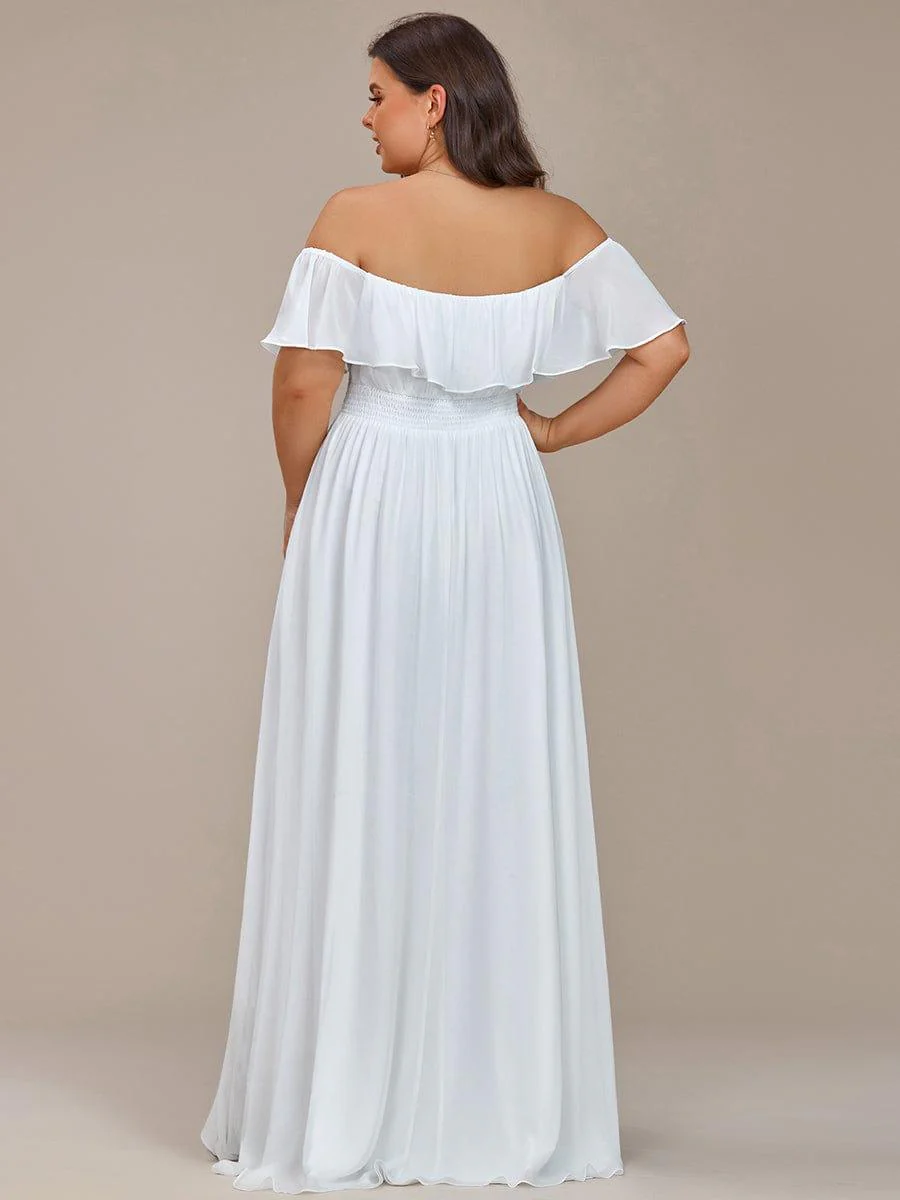 Chiffon Off-The-Shoulder High Low Bridesmaid Dress(Final Sale) - Image 66