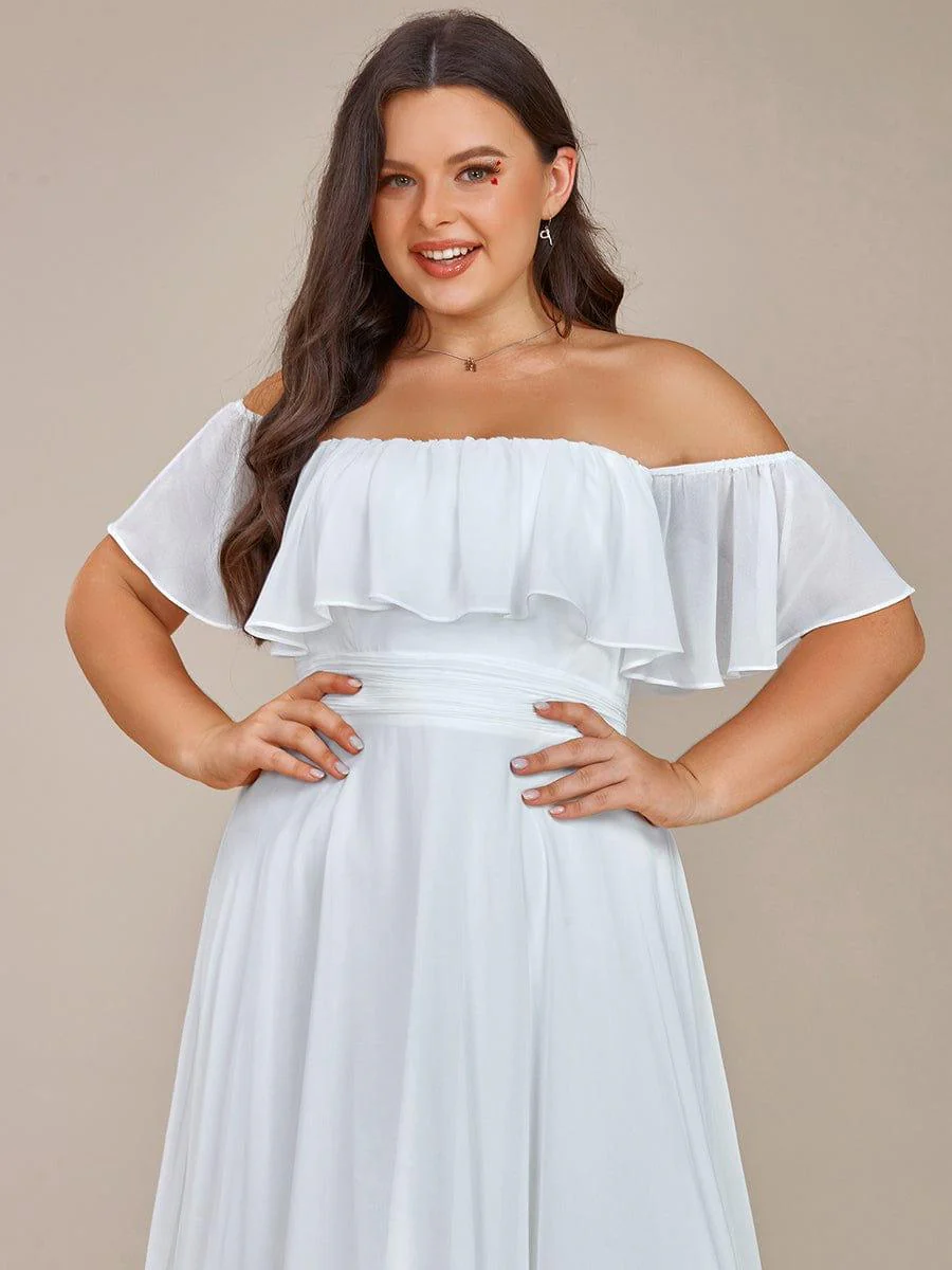 Chiffon Off-The-Shoulder High Low Bridesmaid Dress(Final Sale) - Image 67