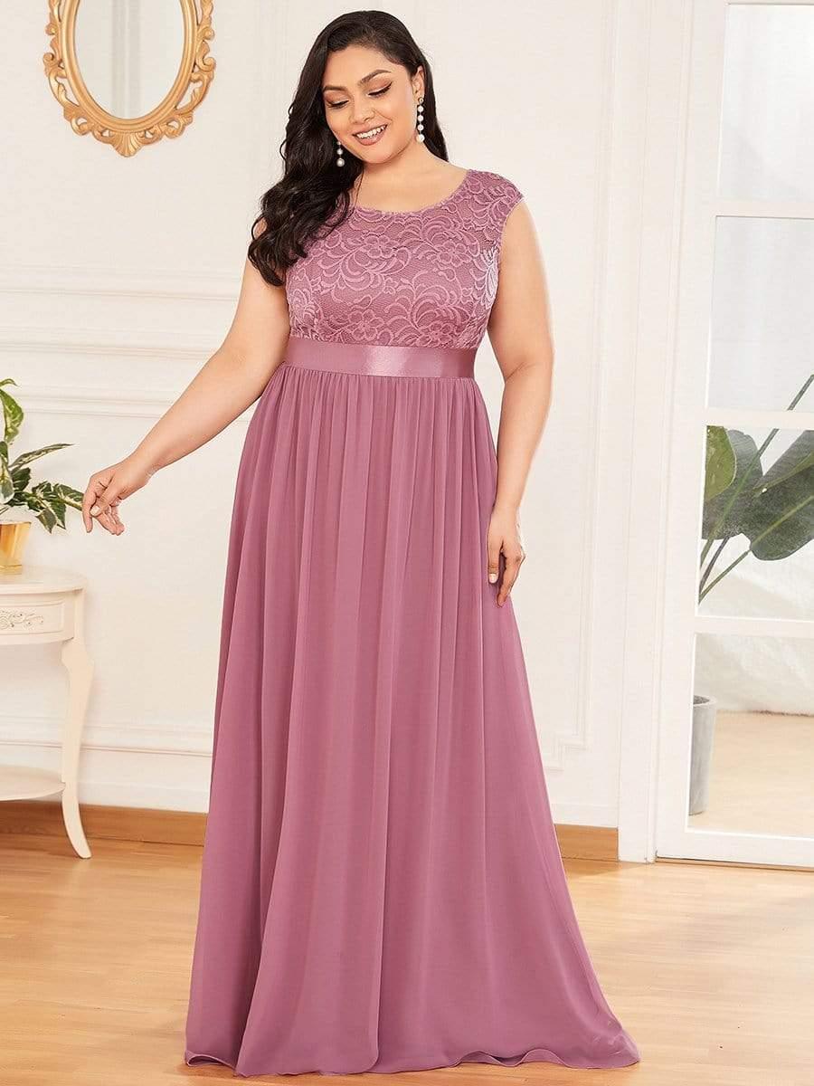 Classic Round Neck V Back Lace Bodice Bridesmaid Dress(Final Sale) - Image 17