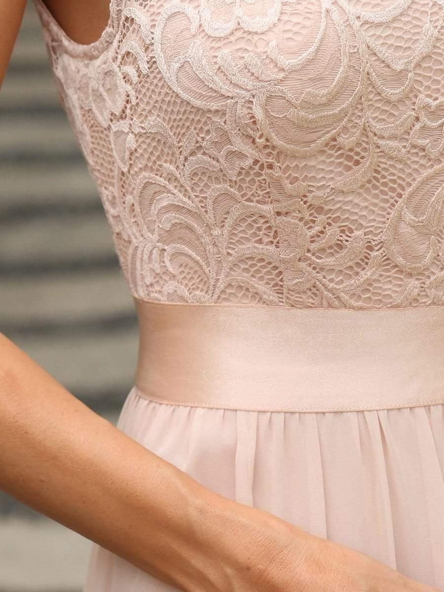 Classic Round Neck V Back Lace Bodice Bridesmaid Dress(Final Sale) - Image 27