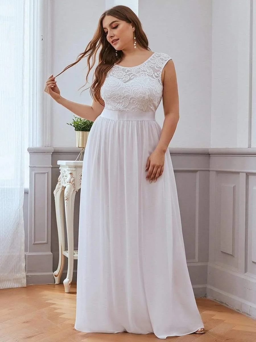 Classic Round Neck V Back Lace Bodice Bridesmaid Dress(Final Sale) - Image 33