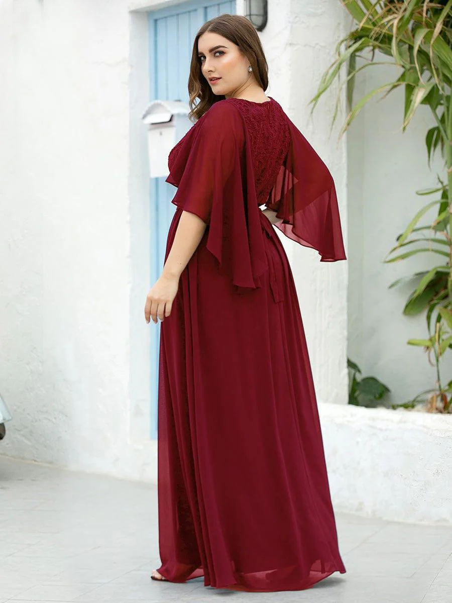 Elegant Deep V Neck Chiffon Maxi Evening Dress - Image 17