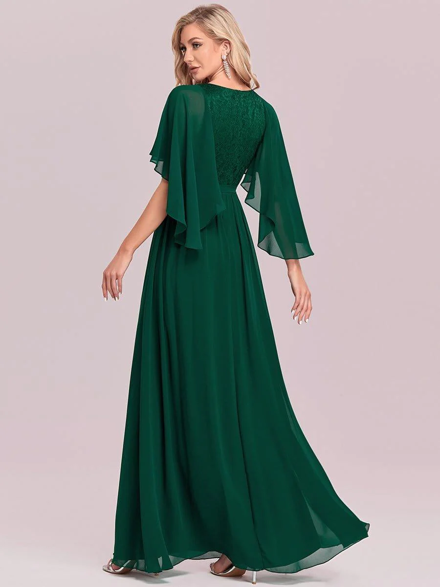 Elegant Deep V Neck Chiffon Maxi Evening Dress - Image 27