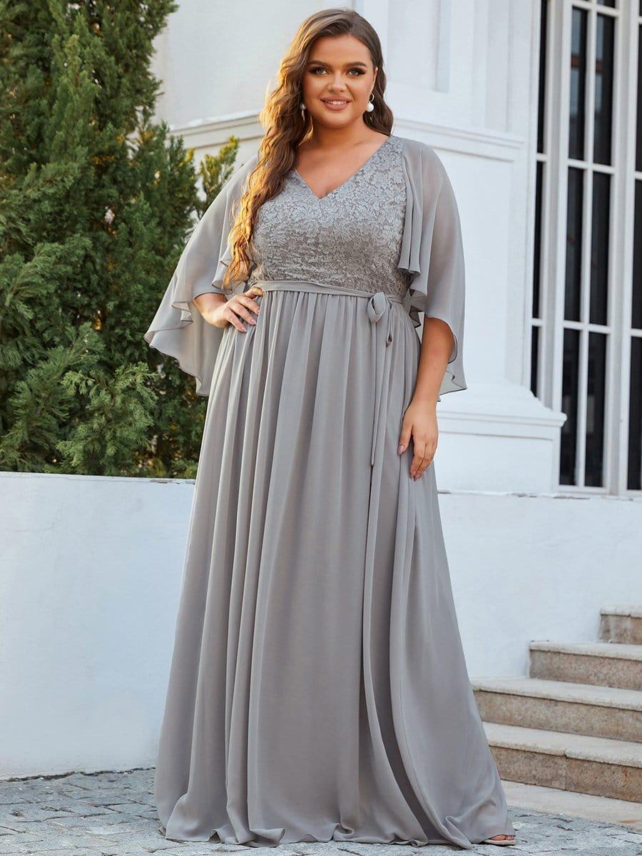 Elegant Deep V Neck Chiffon Maxi Evening Dress - Image 6