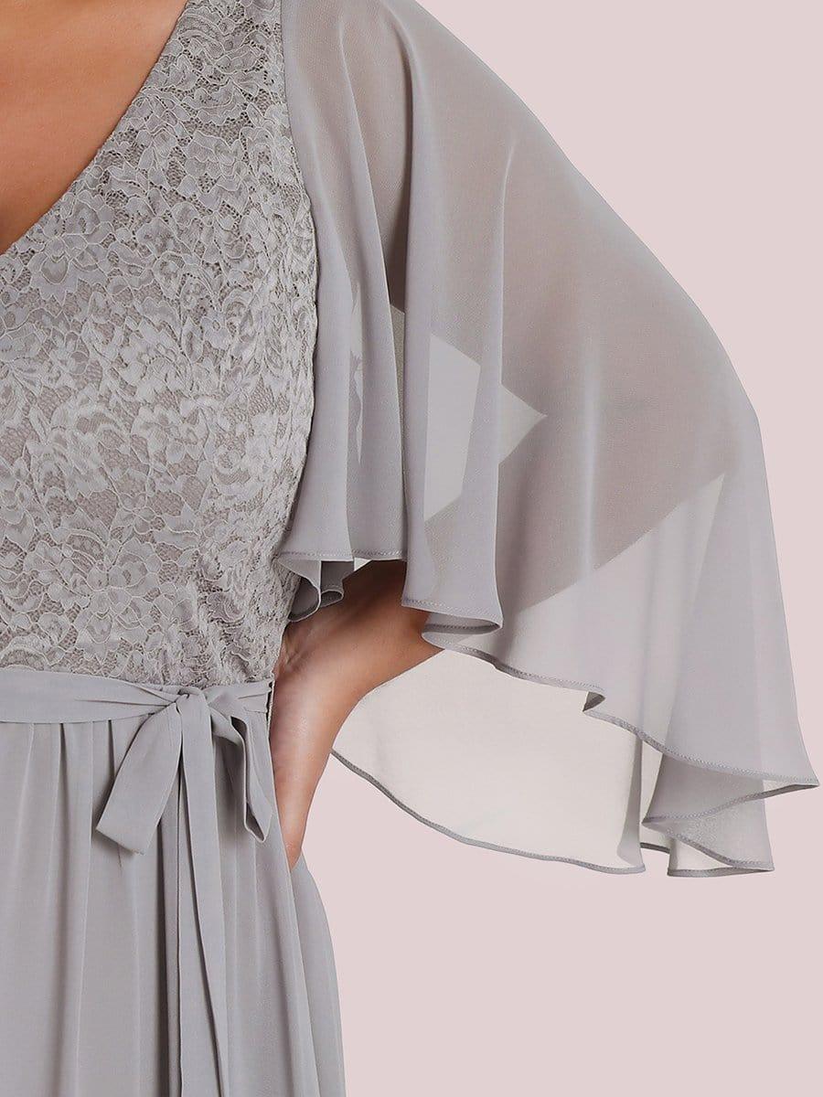 Elegant Deep V Neck Chiffon Maxi Evening Dress - Image 8