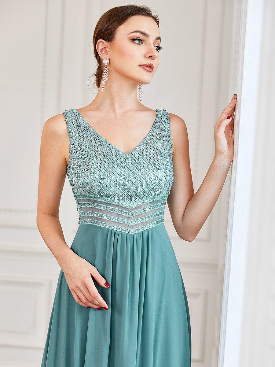 Sexy High-Low Maxi Chiffon Evening Dresses with Sequin(Final Sale) - Image 9