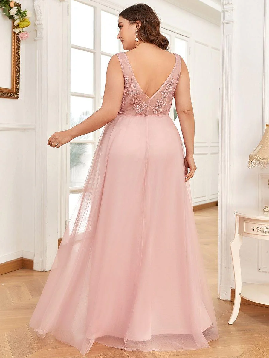 Elegant Sleeveless Applique Flowy Tulle Evening Dress(Final Sale) - Image 21