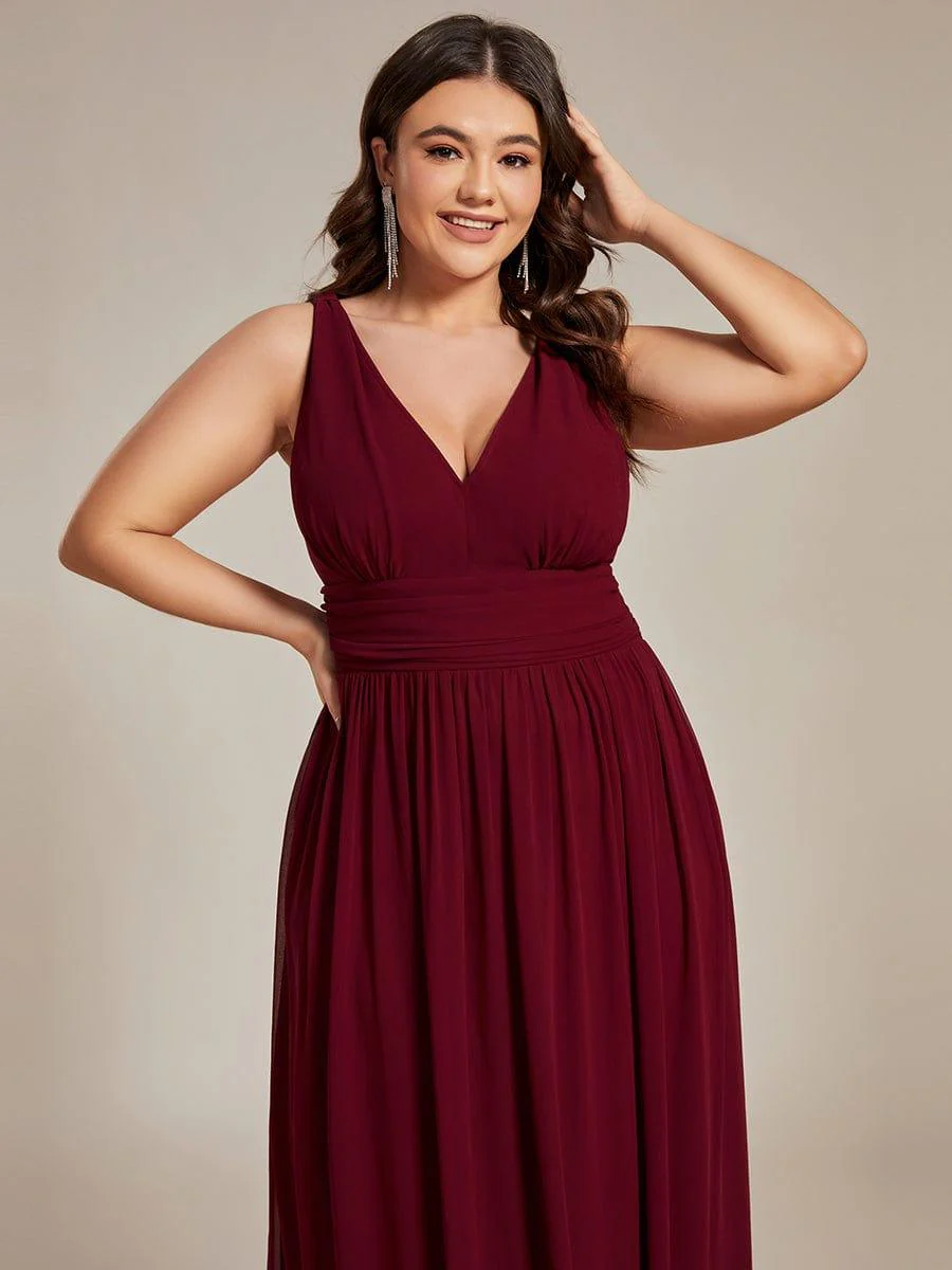 ever HUSH|V Neck Sleeveless Pleated Chiffon Evening Dress - Image 35