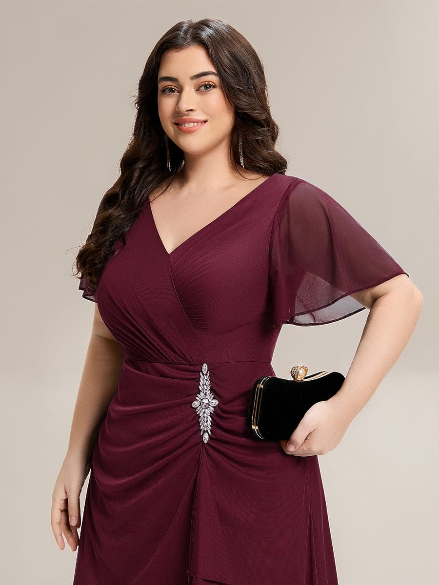 ever MARIEL|Rhinestone Embellished Chiffon Ruffle Sleeve Mother of the Bride Dress - Image 8