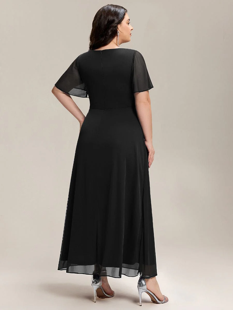 ever MARIEL|Rhinestone Embellished Chiffon Ruffle Sleeve Mother of the Bride Dress - Image 17