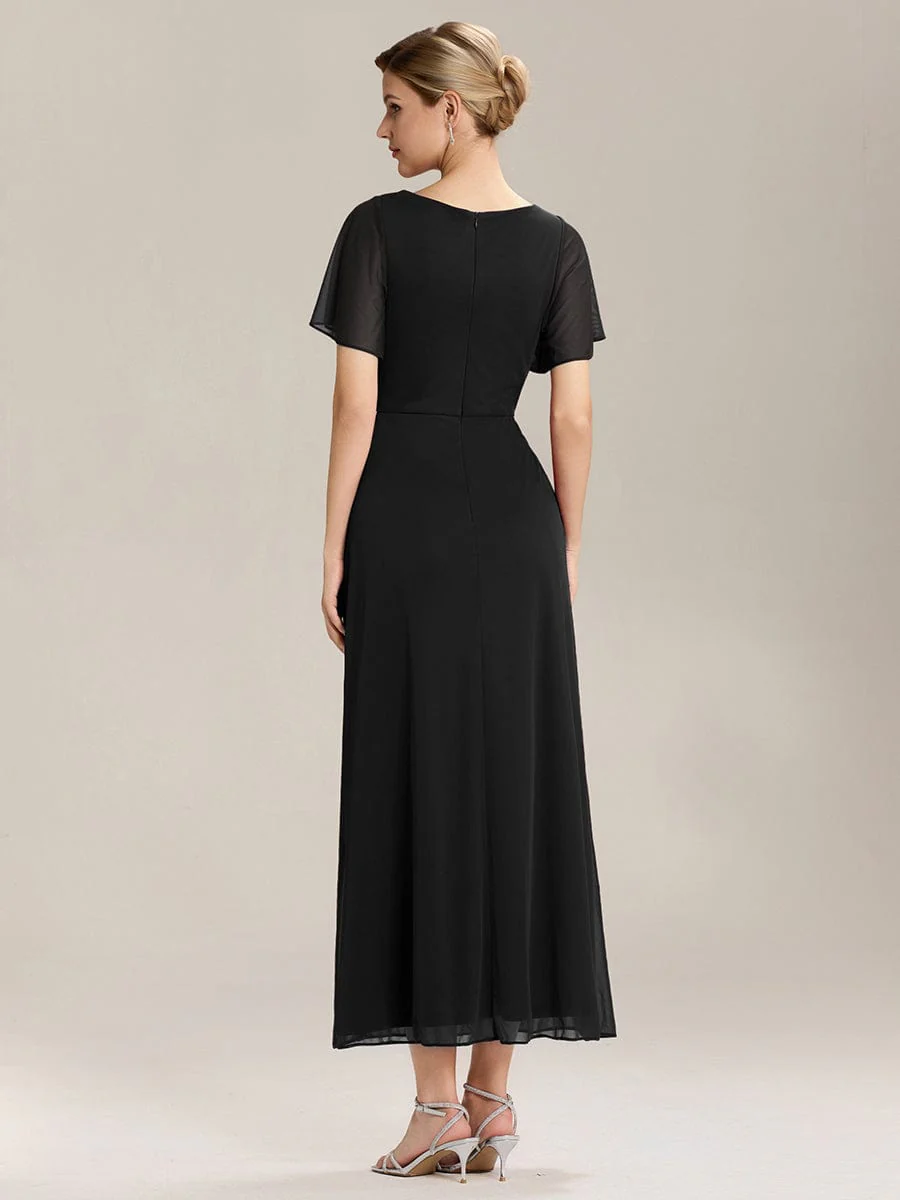 ever MARIEL|Rhinestone Embellished Chiffon Ruffle Sleeve Mother of the Bride Dress - Image 12