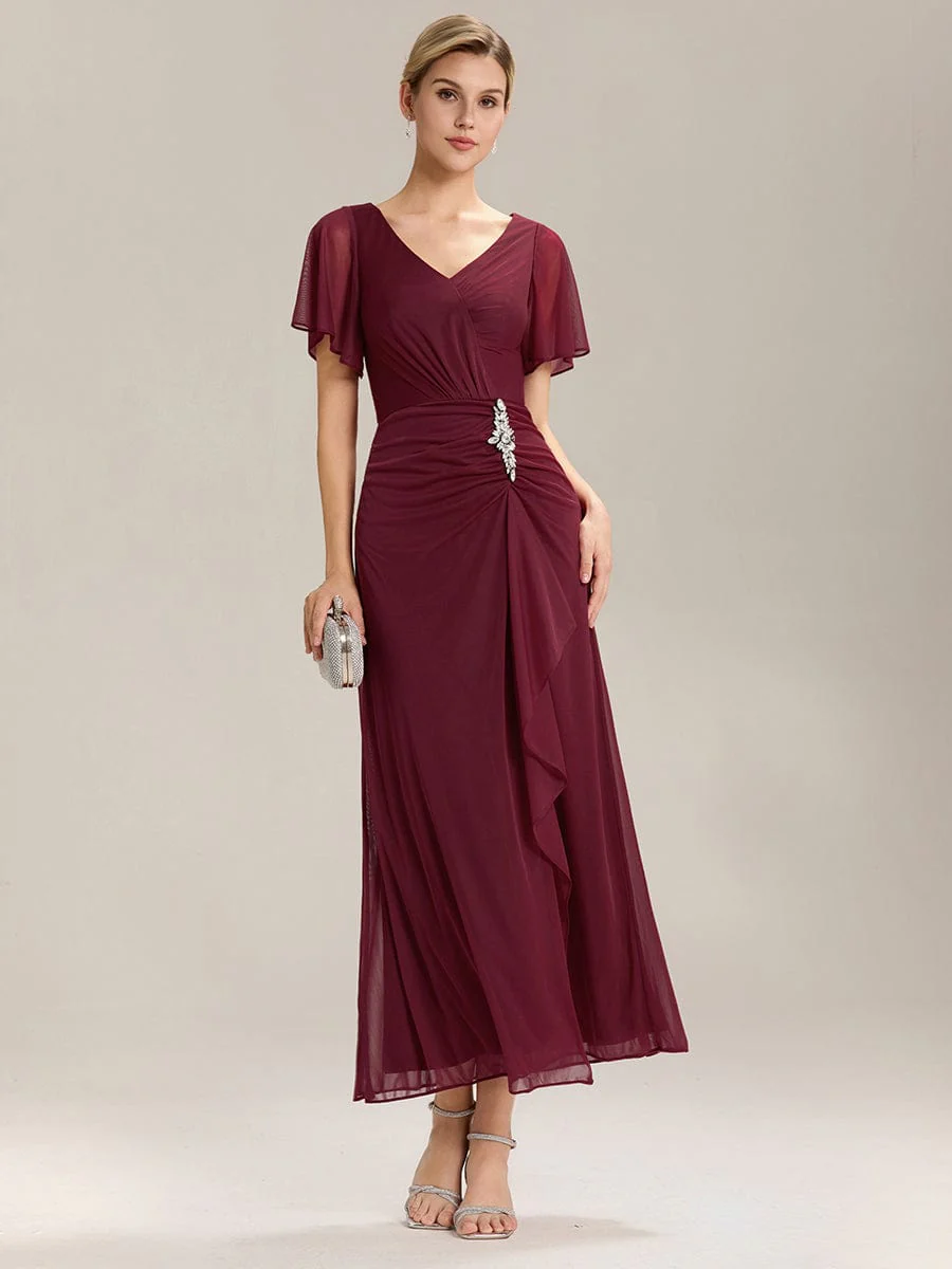 ever MARIEL|Rhinestone Embellished Chiffon Ruffle Sleeve Mother of the Bride Dress - Image 5