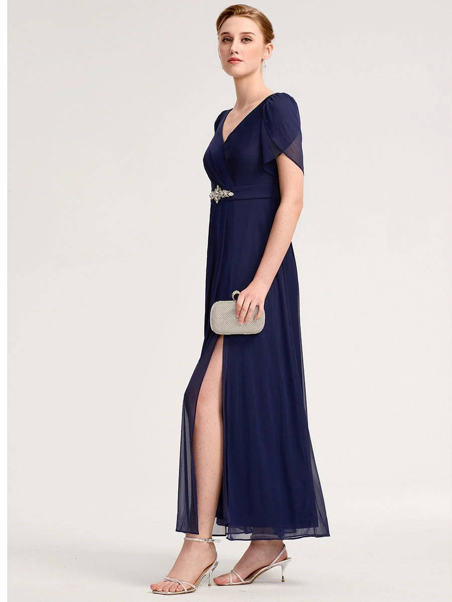 ever NOAH|Rhinestone Embellished Chiffon Ruffle Sleeve Mother of the Bride Dress - Image 25