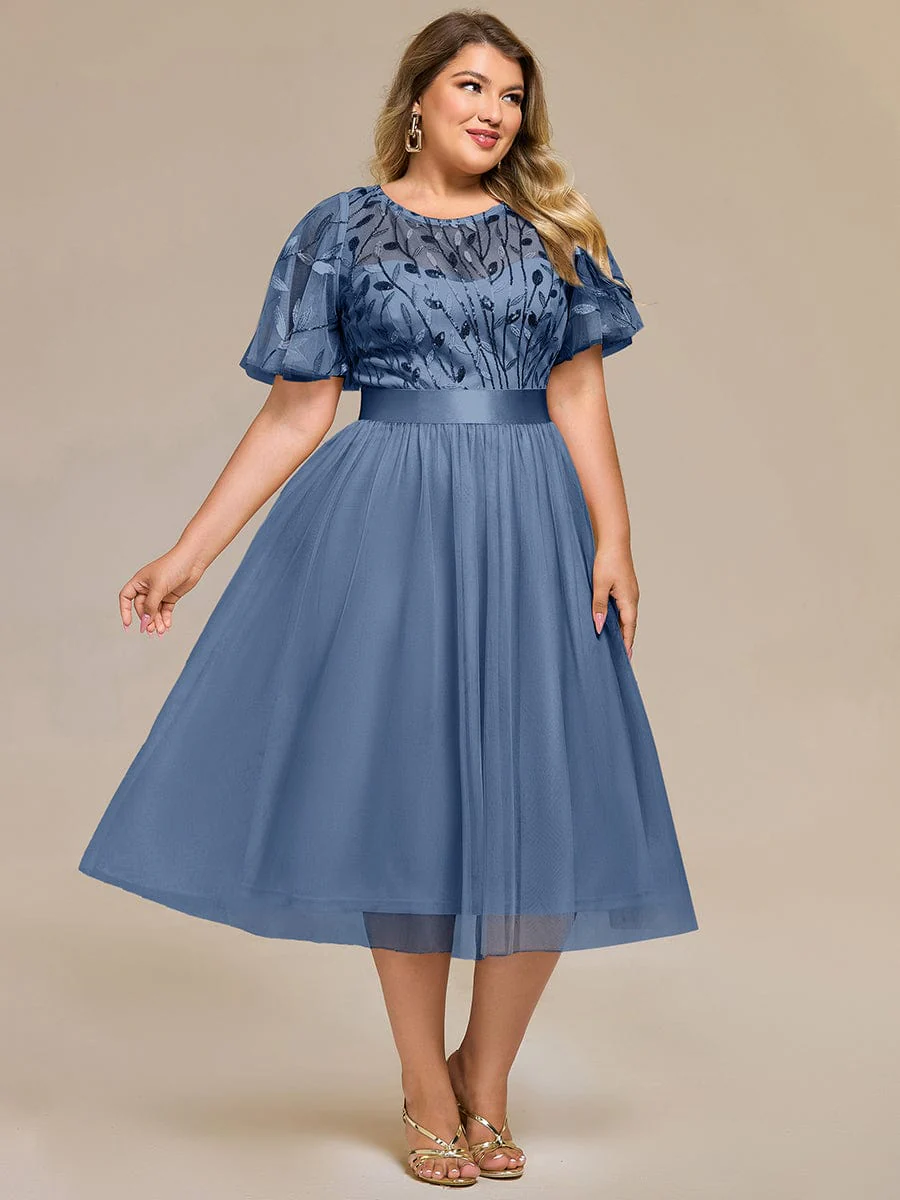 ever TAYLOR|Designer Sequin Leaf Midi Wedding Guest Dress - Image 38
