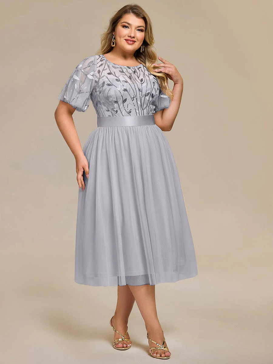 ever TAYLOR|Designer Sequined Leaf Midi Evening Dress - Image 47