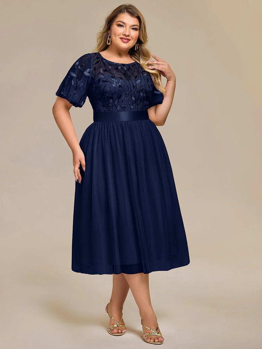 ever TAYLOR|Designer Sequin Leaf Midi Wedding Guest Dress - Image 49