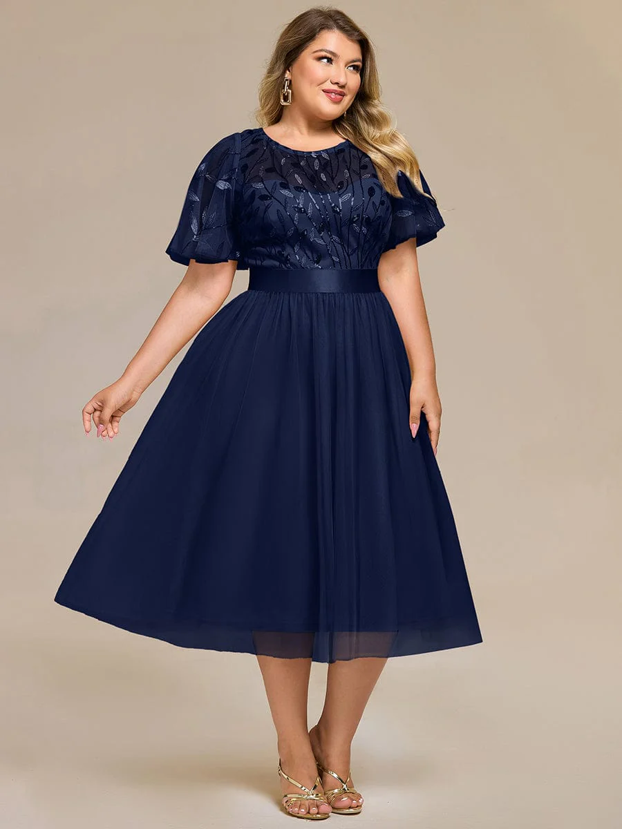 ever TAYLOR|Designer Sequin Leaf Midi Wedding Guest Dress - Image 50