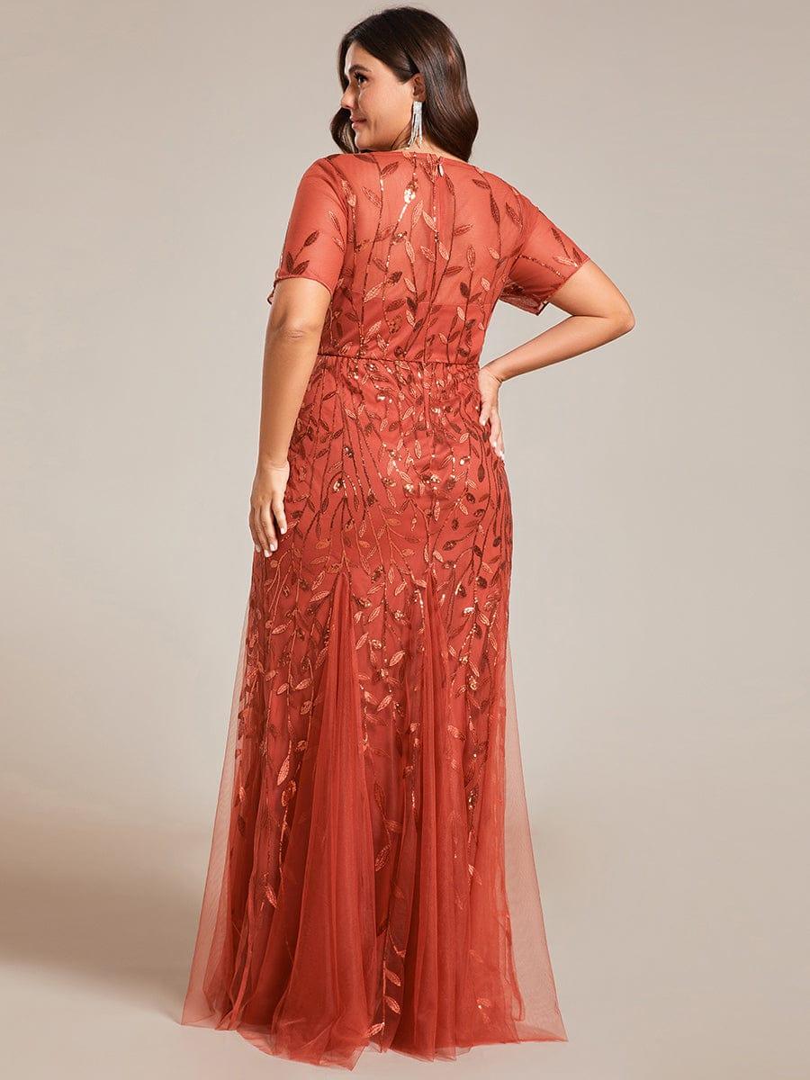 ever JADEN|Sequin Leaf Maxi Long Fishtail Tulle Prom Dresses With Half Sleeves - Image 75