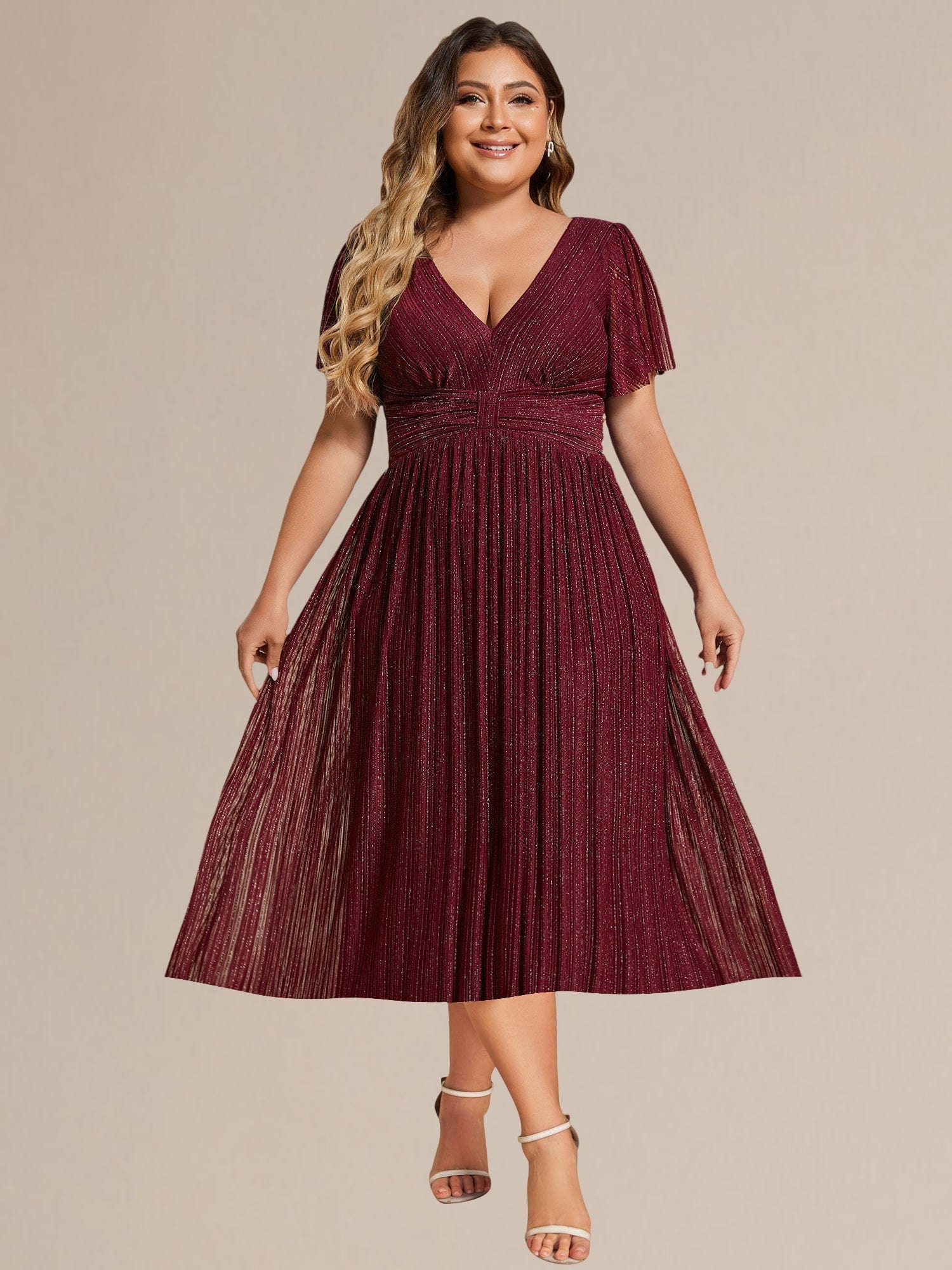ever QUINN|Glittery Midi Evening Dress - Image 4
