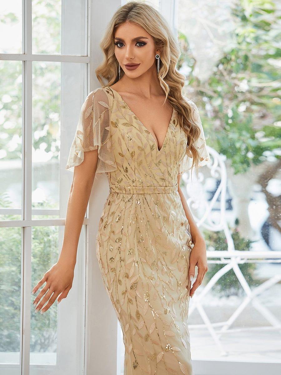 ever DIONE|Gorgeous V Neck Leaf-Sequined Fishtail Mother of the Bride Dress(Final Sale) - Image 12