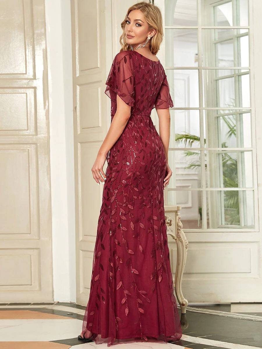 ever DIONE|Gorgeous V Neck Leaf-Sequined Fishtail Mother of the Bride Dress(Final Sale) - Image 33