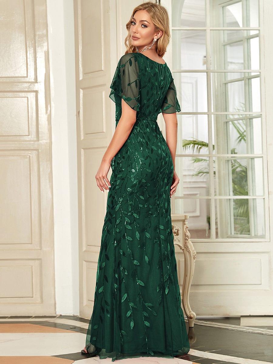 ever DIONE|Gorgeous V Neck Leaf-Sequined Fishtail Mother of the Bride Dress(Final Sale) - Image 4