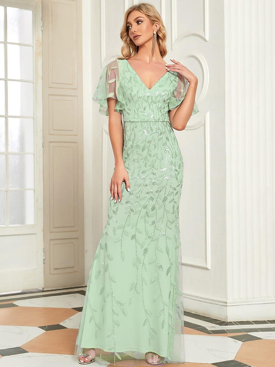 ever DIONE|Gorgeous V Neck Leaf-Sequined Fishtail Mother of the Bride Dress(Final Sale) - Image 88