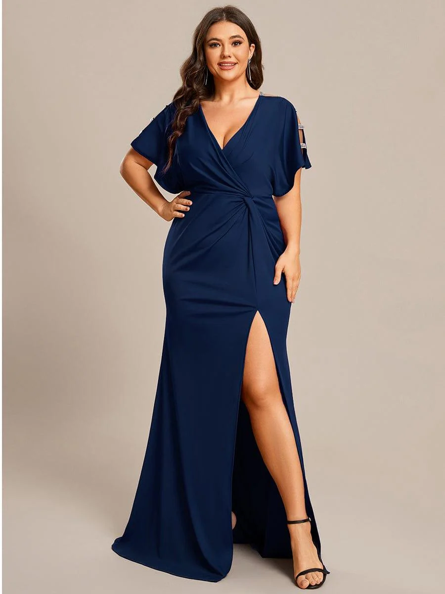 ever LYN|High Split Hollow Out Sleeve V-Neck Evening Dress(Final Sale) - Image 6