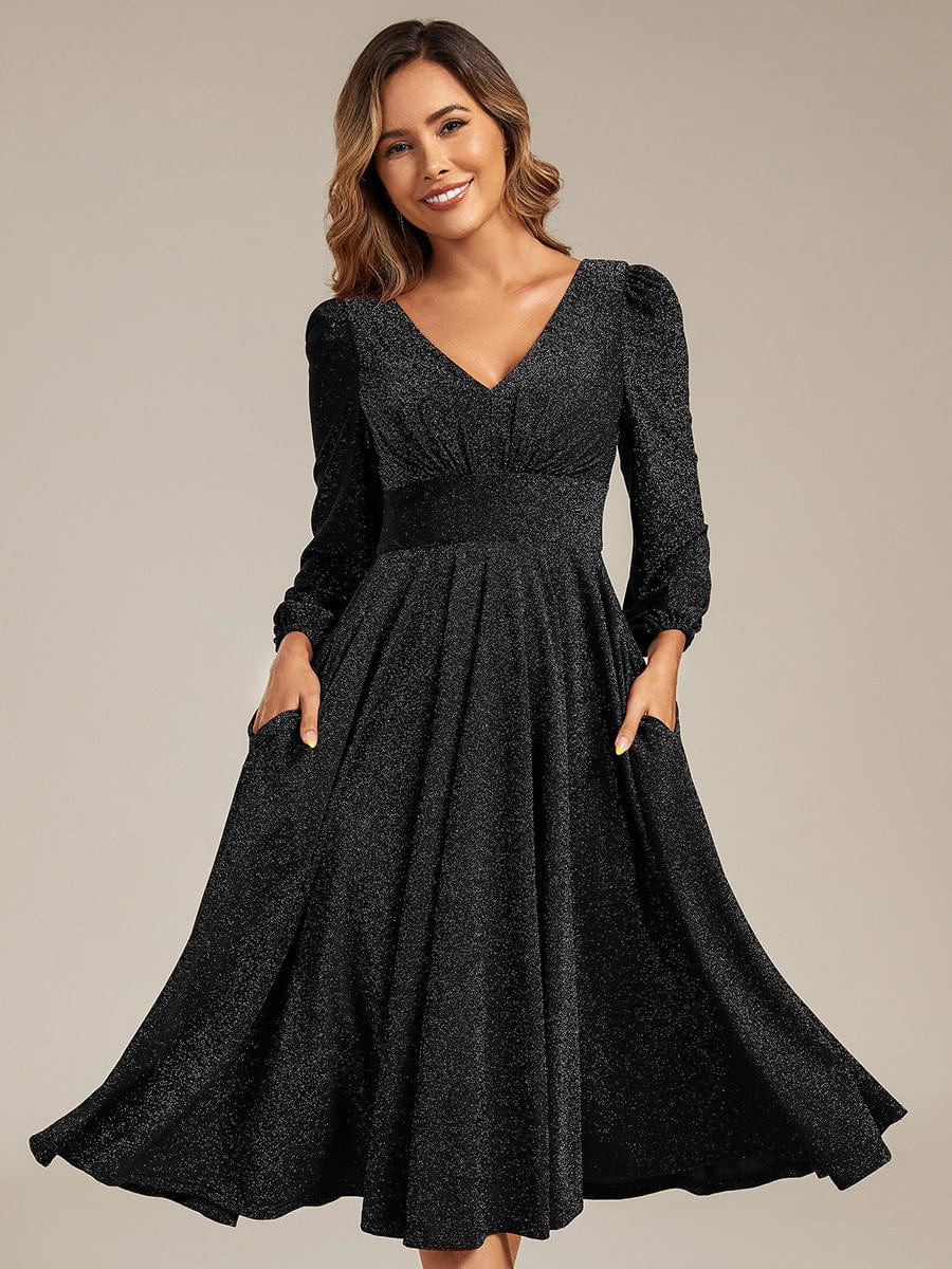 ever GREER|Long Lantern Sleeve Midi Guest Dress - Image 14