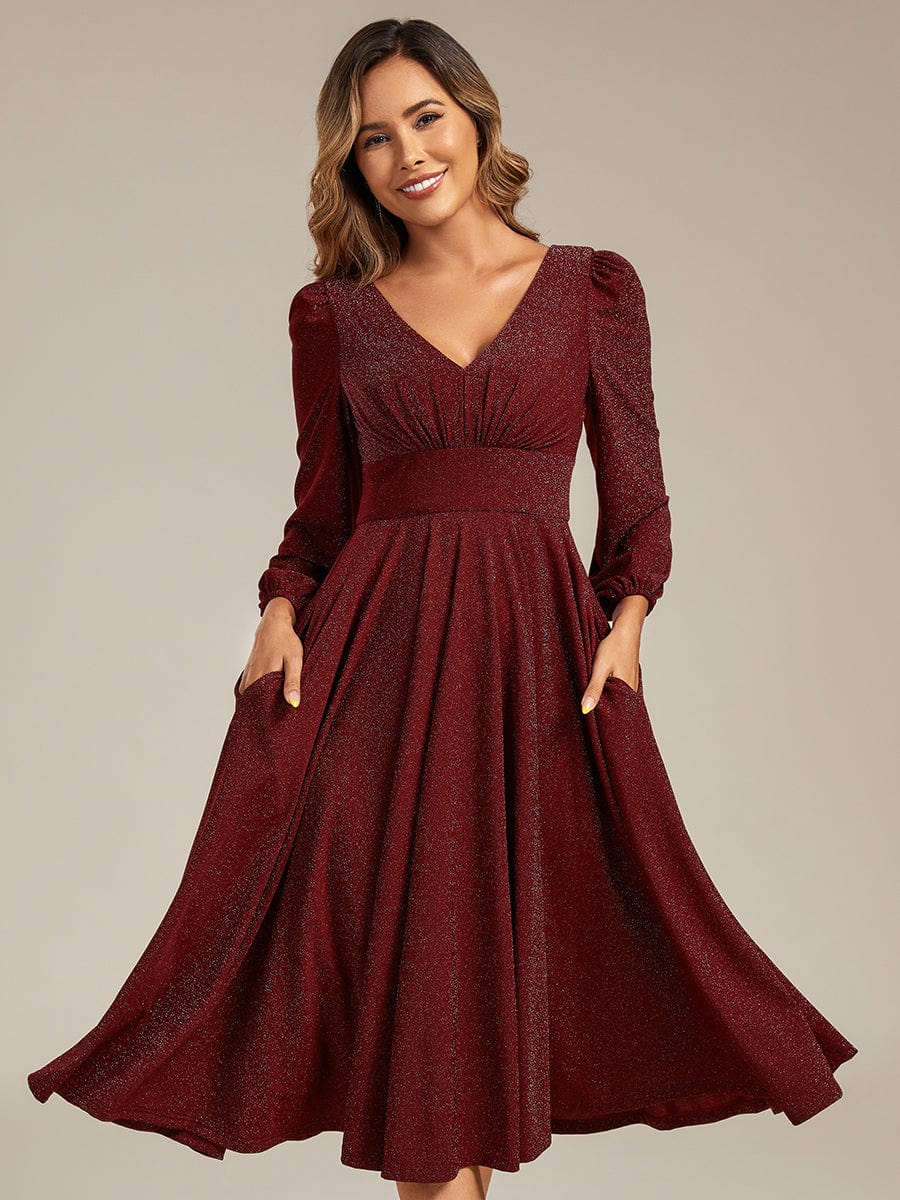 ever GREER|Long Lantern Sleeve Midi Guest Dress - Image 7