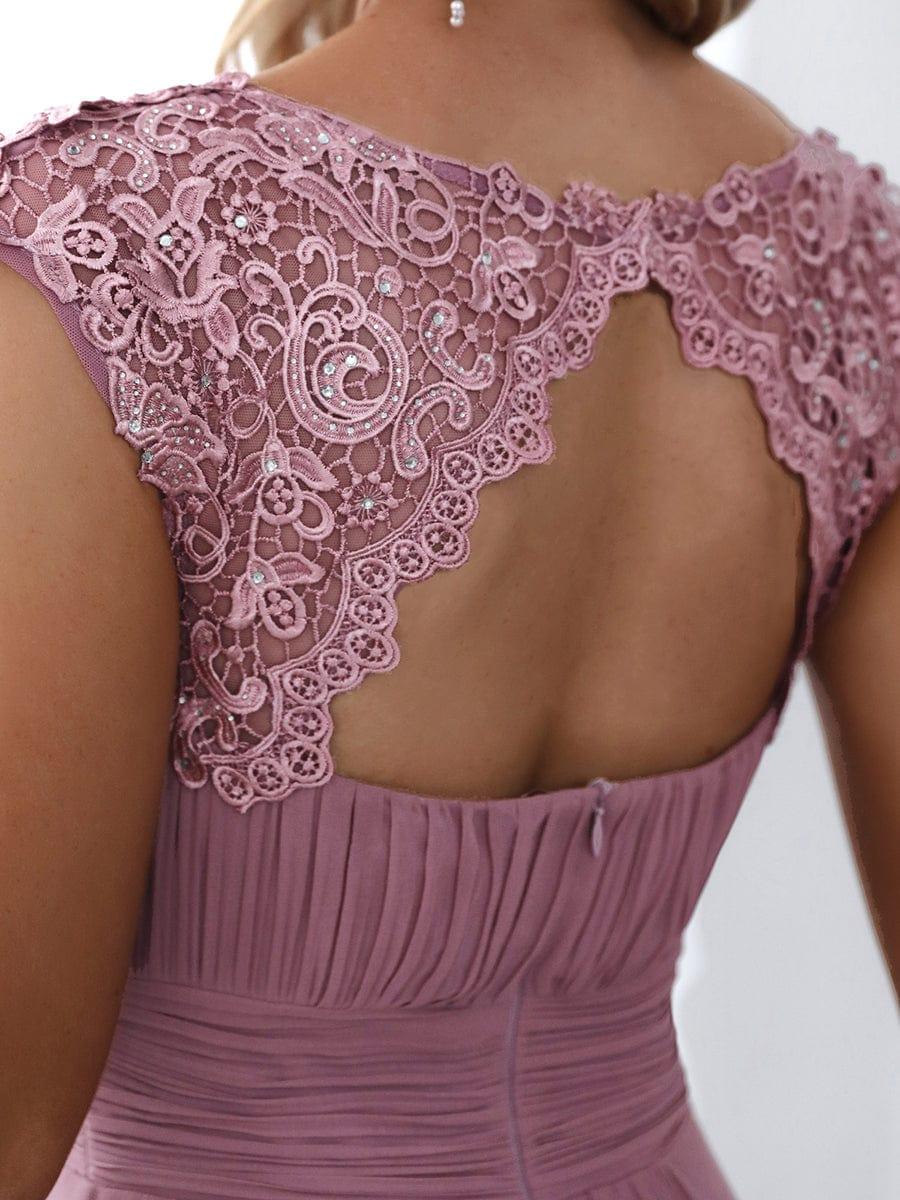 Elegant Maxi Long Lace Cap Sleeve Bridesmaid Dress(Final Sale) - Image 11