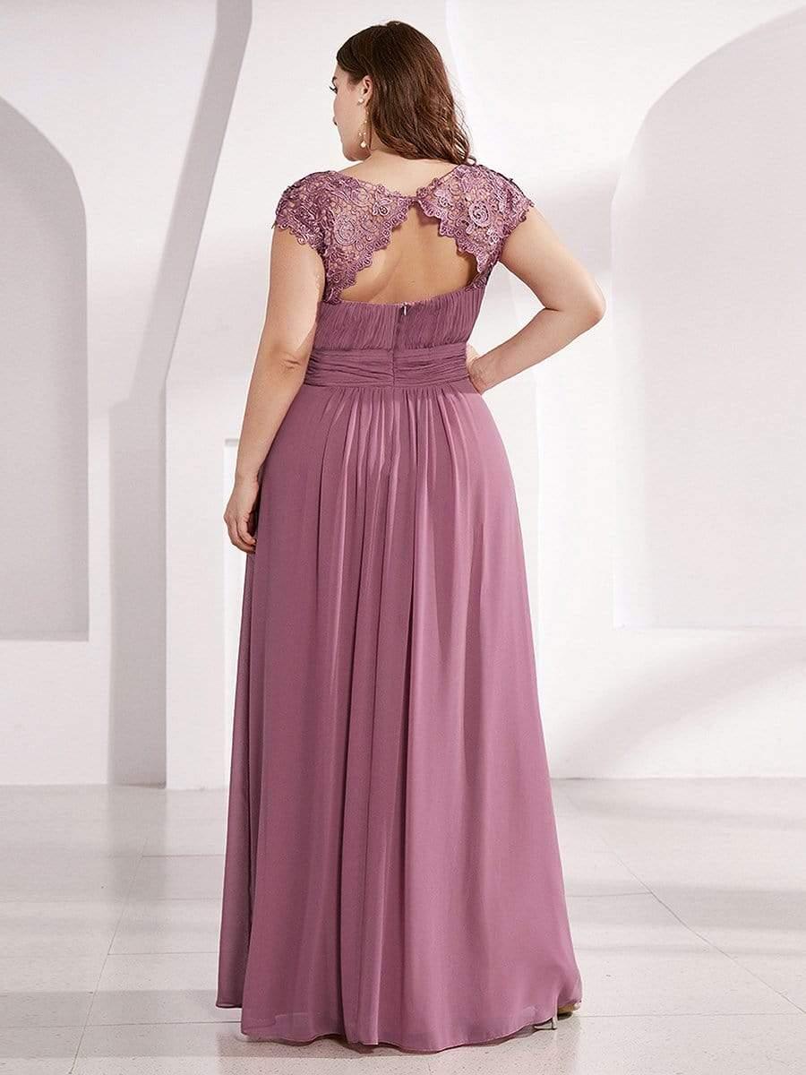 Elegant Maxi Long Lace Cap Sleeve Bridesmaid Dress(Final Sale) - Image 15