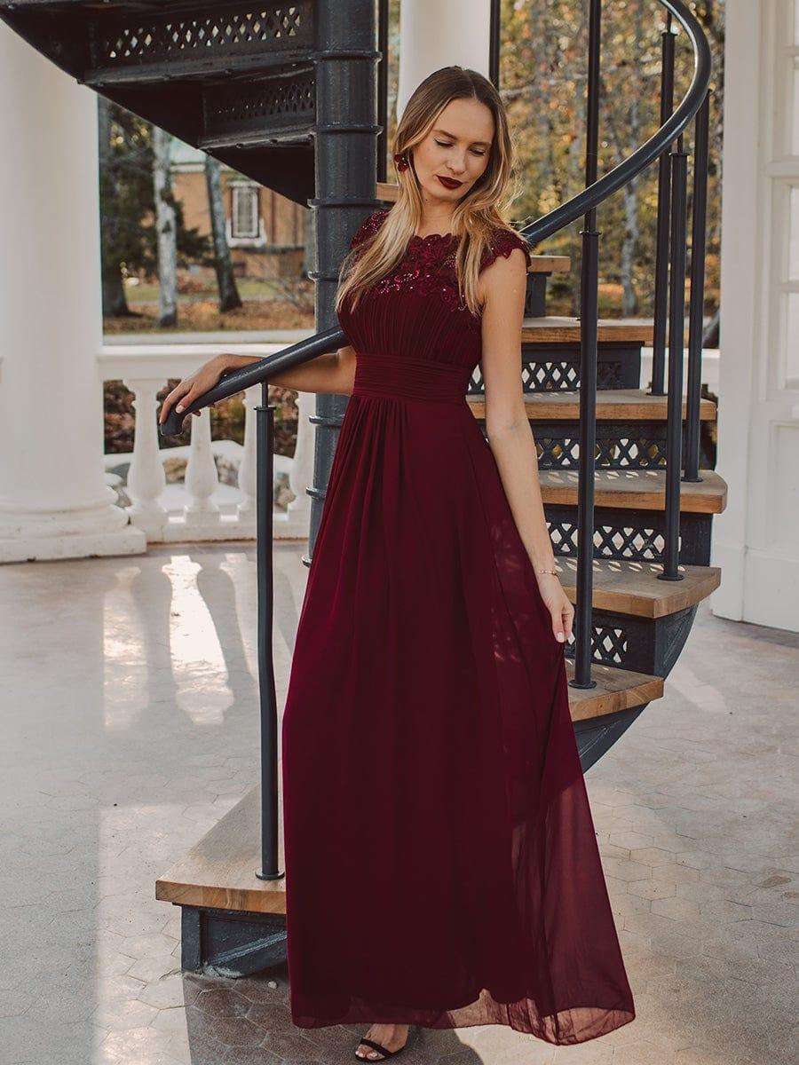 Elegant Maxi Long Lace Cap Sleeve Bridesmaid Dress(Final Sale) - Image 25