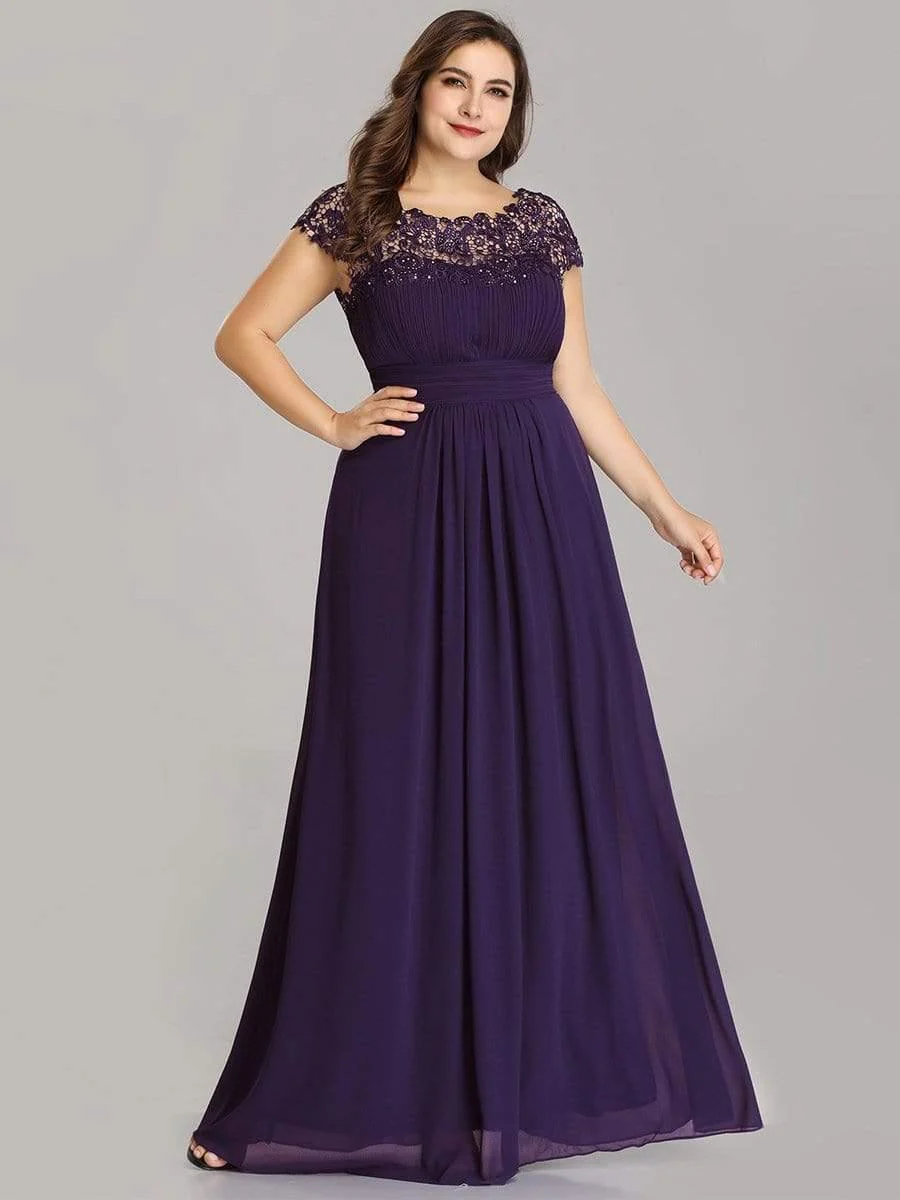 Elegant Maxi Long Lace Cap Sleeve Bridesmaid Dress(Final Sale) - Image 47