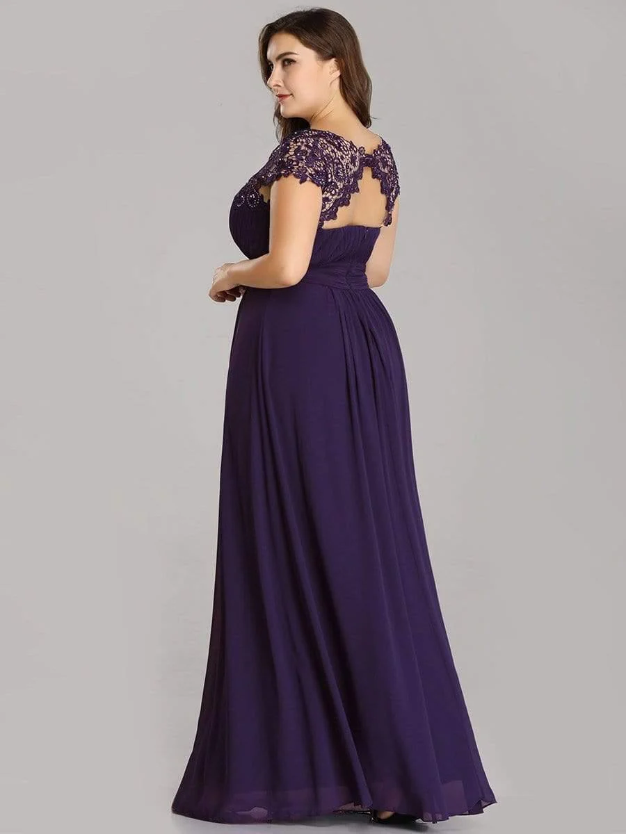 Elegant Maxi Long Lace Cap Sleeve Bridesmaid Dress(Final Sale) - Image 48