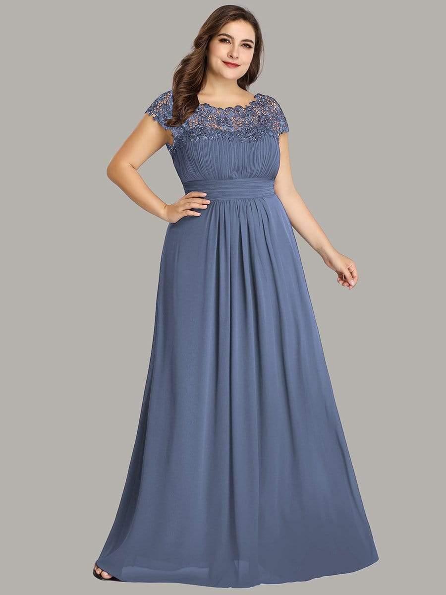 Elegant Maxi Long Lace Cap Sleeve Bridesmaid Dress(Final Sale) - Image 86