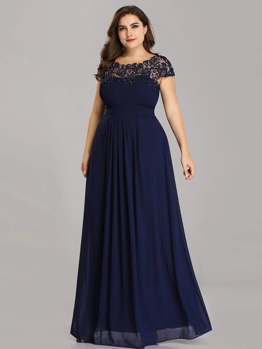 Elegant Maxi Long Lace Cap Sleeve Bridesmaid Dress(Final Sale) - Image 95