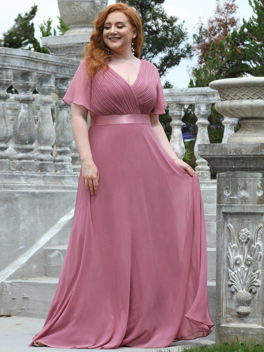 ever MONICA|Long Empire Waist Bridesmaid Dress with Short Flutter Sleeves - Image 197