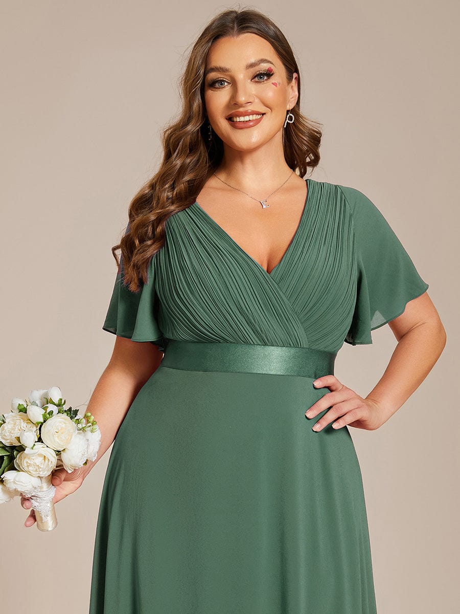 ever MONICA|Long Empire Waist Bridesmaid Dress with Short Flutter Sleeves - Image 206