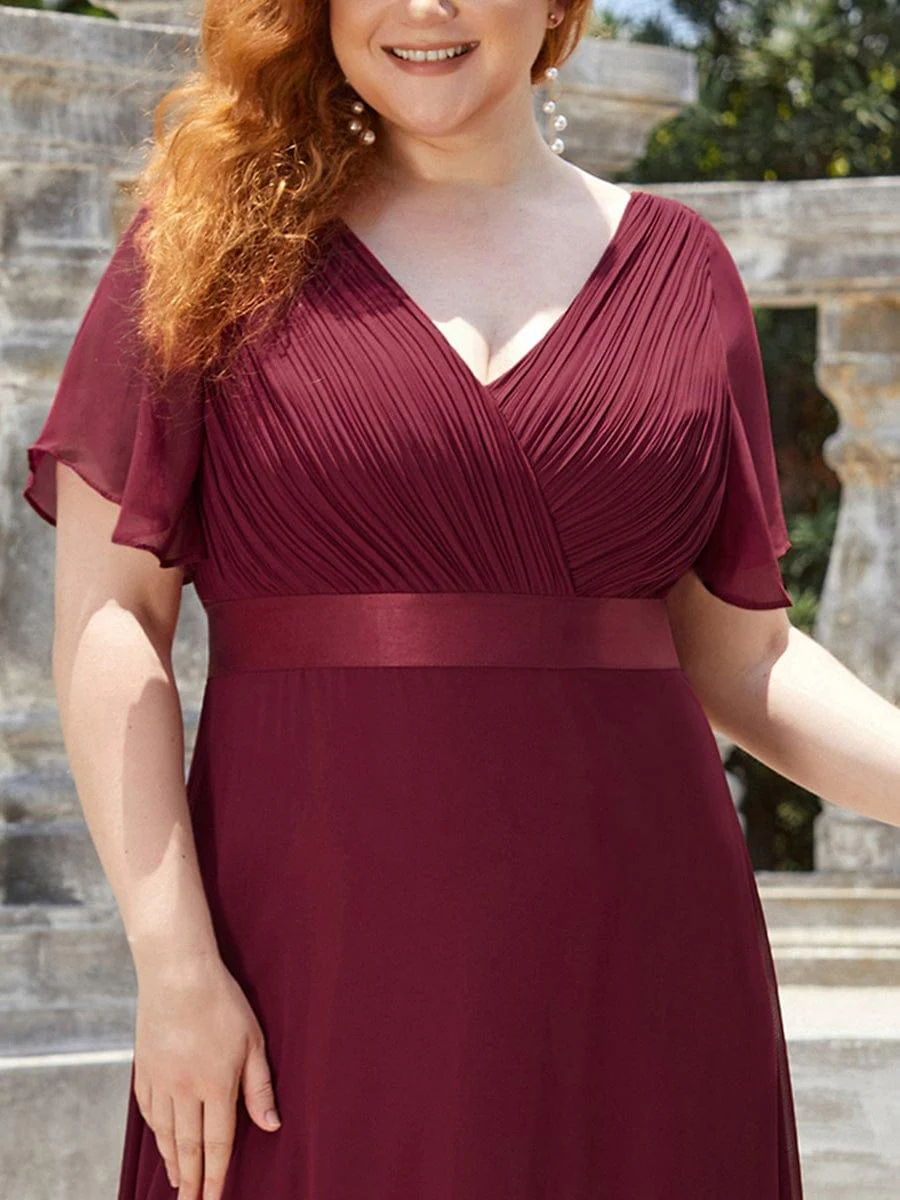 ever MONICA|Long Empire Waist Bridesmaid Dress with Short Flutter Sleeves - Image 53