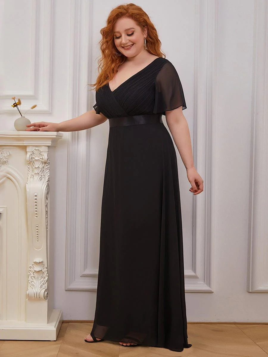 ever MONICA|Long Empire Waist Bridesmaid Dress with Short Flutter Sleeves - Image 75