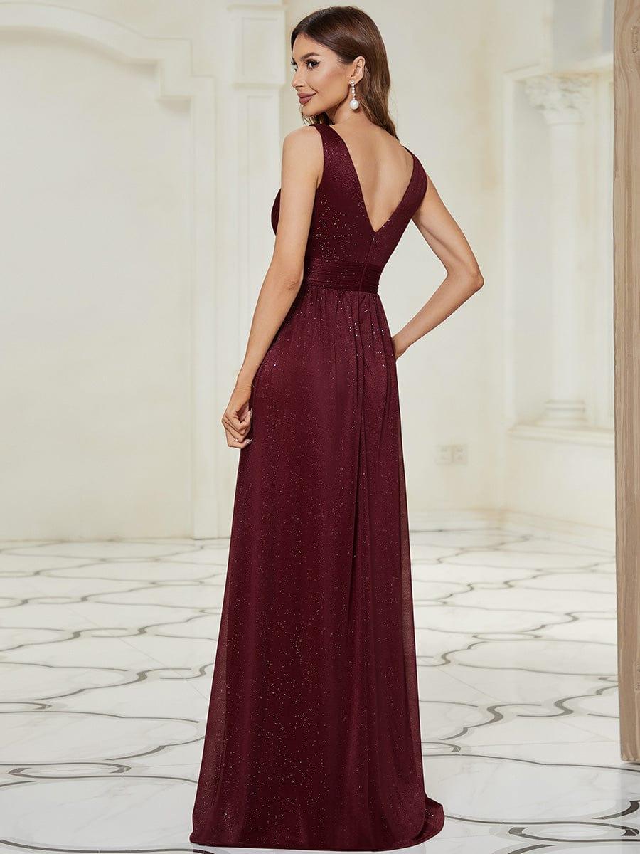 ever STERLING|Maxi Double V Neck Floor Length Sparkly Wedding Guest Dress - Image 11