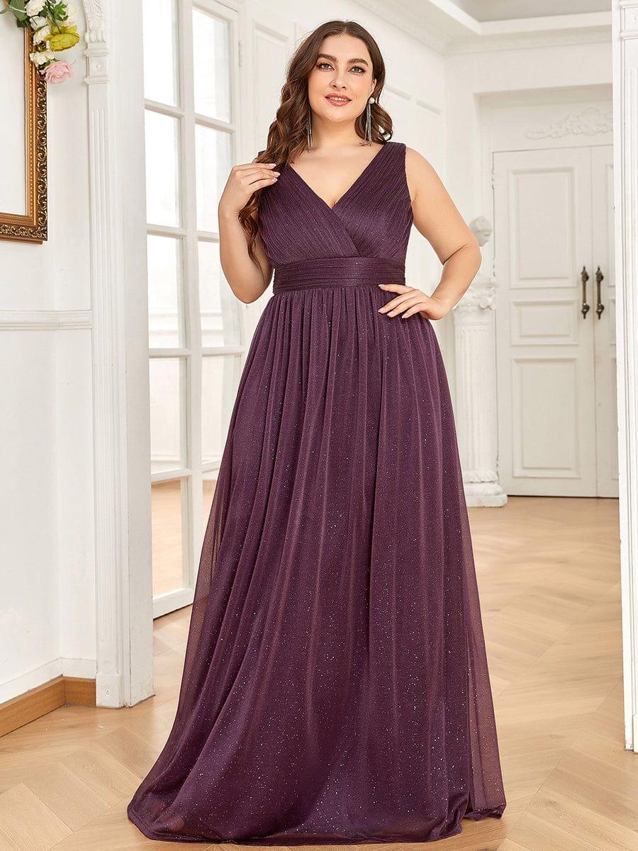 ever STERLING|Maxi Double V Neck Floor Length Sparkly Wedding Guest Dress - Image 23