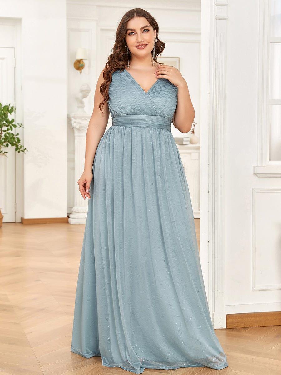 ever STERLING|Maxi Double V Neck Floor Length Sparkly Wedding Guest Dress - Image 44